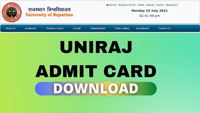 Uniraj Admit Card: Examination Hall Ticket of University of Rajasthan